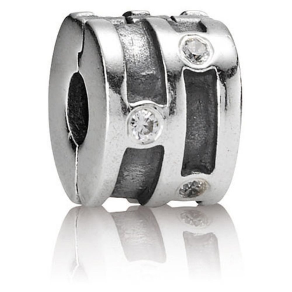 PANDORA "Retired" Sterling Silver Sparkling Clip with Clear Zirconia - 790291CZ